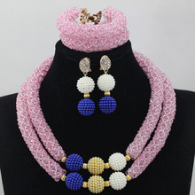 New Exclusive Baby Pink African Women Jewelry Set Indian Party Occassion Beads for Fashion Pink Necklace Set Free ShippingABL812 2024 - buy cheap