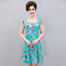 New 2019 Plus Size 4XL Loose Elegant Short Sleeve Dress Women Summer Dress Flower Print Dress RE2332 2024 - buy cheap