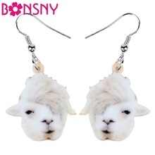 Bonsny-pendientes acrílicos con forma de Llama para mujer y niña, joyería con colgante de Animal americano, de alpacas únicas, venta al por mayor 2024 - compra barato