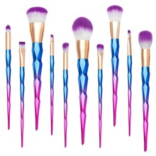 10Pcs Diamond Rose Gold Makeup Brushes Set Mermaid Fishtail Shaped Foundation Powder Cosmetics Brush Rainbow Eyeshadow Brush Kit 2024 - buy cheap