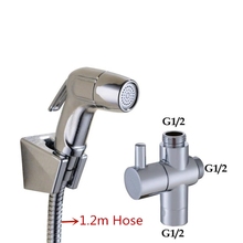 Juego de rociador de ducha de bidé para baño, adaptador en T de latón, soporte de manguera de 1,2 m, fácil de instalar, ABS 2024 - compra barato