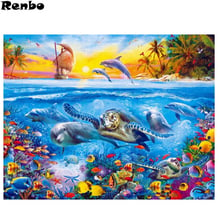 100% Full 5D Diy Diamond Painting " dolphins/fish" Diamond Painting full square Rhinestones Painting Embroidery mosaic Decor 2024 - buy cheap