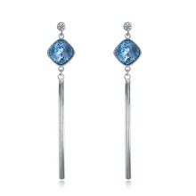 925 Sterling Silver Earrings Women Romantic Blue Crystal S925 Long Tassel Drop Earrings Lady Charm Evening Party Fine Jewelry 2024 - buy cheap
