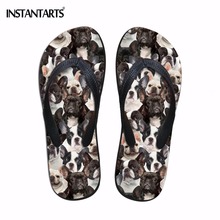 Instantarts-sandálias femininas estampadas de buldogue francês, chinelos de borracha antiderrapantes, com estampa de cão animal 2024 - compre barato