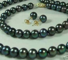 ¡! Conjunto de collares brazaletes pendientes de perlas cultivadas en negro JT5072, conjunto de 7-8mm, increíble y Sexy 2024 - compra barato