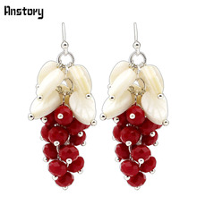 Cluster Coral Shell Leaf Earrings For Women Antique Silver Plated Dangle Fashion Jewelry Party Gift 2024 - compra barato