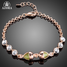 Azora pulseira feminina de cristal austríaco, bracelete com duas peças conectado com o coração cor ouro rosado ts0097 2024 - compre barato