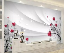 beibehang Custom wallpaper 3d photo mural beautiful hand-painted line drawing flowers modern minimalist TV background wall paper 2024 - buy cheap