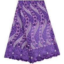 African Dry Lace Fabrics Purple Nigerian Cotton Lace Fabric Swiss Voile Lace With Stones Swiss Voile Lace In Switzerland Y1640 2024 - buy cheap