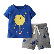 Little Maven New Summer Brand Children Blue Sun Man Stars O-neck  Quality Cotton Knitted Boys 1-6yrs Casual Short Tshirt Sets 2024 - buy cheap