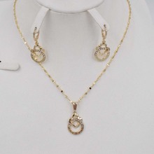 2018 NEW unique  gold necklace collocation fashion circular pendant earrings jewelry for women in Dubai 2024 - buy cheap