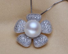 Real Freshwater Cultured Natural Pearl Necklace with Silver Chain Flower OL Style Necklace for Women 2024 - buy cheap