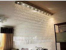 Lustre decorativo retangular ou luxuoso, luminária com divisória de luz de cristal para balcão, bar, sala de estar, restaurante 2024 - compre barato