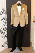 Traje de terciopelo dorado para hombre, traje de boda ajustado, esmoquin personalizado para escenario, 2 piezas, para, novedad 2024 - compra barato