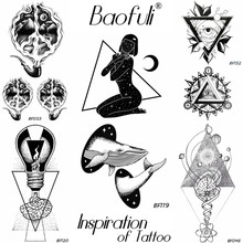BAOFULI Men Women Sexy Body Art Temporary Tattoo Geometry Universe Stars Whale Black Tatoos Water Transfer Fake Tattoo Stickers 2024 - buy cheap