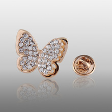 OneckOha Rhinestone Butterfly Collar Pin Garment Dress Accessories Mini Brooch Pin Gold Color 2024 - купить недорого