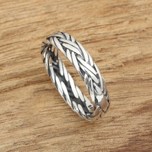 FNJ 925 Silver Ring Rope New Fashion Jewelry S925 Sterling Silver Rings for Women Men Size 6-10 bague 2024 - buy cheap