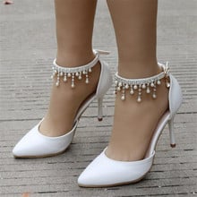 2019 New White Thin High Heels Women Pumps Shoes Pointed Toe 9.5cm Fashion Sexy Comfortable Female Shoes Party Wedding Shoe34-42 2024 - buy cheap