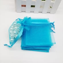 100pcs Organza Bags Lake Blue Organza Gift Bags For Jewelry Packaging Display Christmas Wedding Jewelry Storage Drawstring Bag 2024 - buy cheap