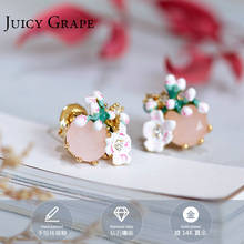 White Flower Enamel Ear Stud Earrings Woman Jewelry Cherry Blossoms  Double Side Earrings 2024 - buy cheap