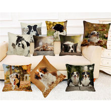 XUNYU Cute Pet Cushion Cover Border Collie Dog Throw Pillow Case Linen Cushion Case Sofa Bed Decorative Pillowcase 45x45cm C0074 2024 - buy cheap