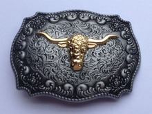 Bulls belt buckle with pewter finish plating JF-BY41 suitable for 4cm wideth belt free shipping 2024 - buy cheap