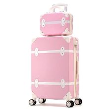 women hard retro pink rolling luggage set trolley baggage with cosmetic bag on wheels cute trolley suitcase travel bag for girls 2024 - buy cheap