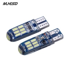 2 шт., светодиодные силиконовые лампы T10 Canbus w5w 3014 15SMD для подсветки автомобильного номерного знака 2024 - купить недорого