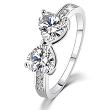 Обручальные кольца для женщин и девушек, ювелирное изделие с белым покрытием в форме сердца, с античным кристаллом, свадебные кольца 2024 - купить недорого