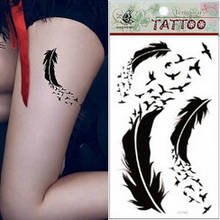 Боди-арт птица перья Роза поддельные татуировки стикер тату рукав на руке Водонепроницаемая временная татуировка 2024 - купить недорого