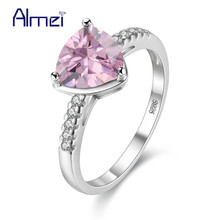 Almei Love Cute Womens Wedding Rings Silver Color Jewelry Crystal Purple Pink Stone Aneis Zircon Bulk Jewellery Bisuteria Y3555 2024 - buy cheap