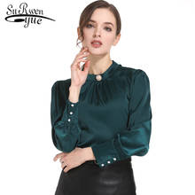 Fashion Woman Blouses 2021 Green Chiffon Blouse Shirt Long Sleeve Women Shirts OL Blouse Plus Size Women Tops Blusas 1418 60 2024 - buy cheap