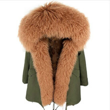 2021 new Fashion women's Natural wool fur jacket coat winter jacket natural raccoon fur lined coat 2024 - buy cheap