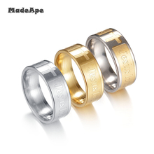 MadApe Christian Ring Juses Letters Cross Ring Top Quality 316L Stainless Steel Women Men Engagement Rings For Female Male 2024 - buy cheap