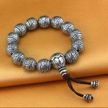 Bracelete feito à mão 100% de prata, bracelete colete de quatro miçangas da fera mítica fengshui de prata pura e símbolos da boa sorte 2024 - compre barato