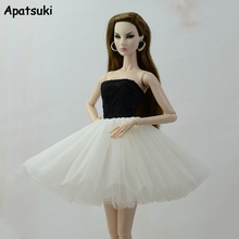 Черно-белое лоскутное модное балетное платье для куклы Барби вечерние платья Одежда для кукол Барби 1/6 аксессуары для кукол 2024 - купить недорого