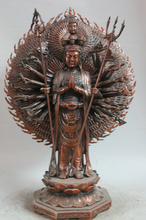 USPS to USA S2562 23" Tibet Buddhism Purple Bronze 1000 Arms Avalokiteshvara of Goddess Statue 2024 - buy cheap