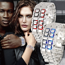 Мода Лава Металл LED Watch полный Нержавеющая сталь цифровые часы для Для женщин Для мужчин Спортивные часы Водонепроницаемый мужской Военная Униформа часы 2024 - купить недорого