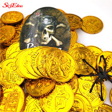 50/100pcs Gold Coins Pirate Treasure Game Halloween Play Money Pirate Party Props Kids Children Party Christmas Decoration 5Z 2024 - buy cheap