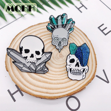 Creative Crystal Skeleton Enamel Brooch Personalized Custom Alloy Badge Shirt Bag Pin Punk Accessories Woman Jewelry Gift 2024 - buy cheap