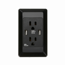 Tomada de parede usb padrão americano, único, usb duplo, três buracos, porta adaptador de energia, 125 v, painel pc, preto 2024 - compre barato