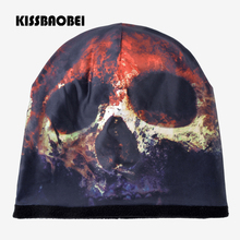 Casual Men Beanie Hat Winter Hats For Women Warm Skullies Caps Unisex Hip Hop Bonnet Plus Velvet Print Skull Style Gorro 2024 - buy cheap