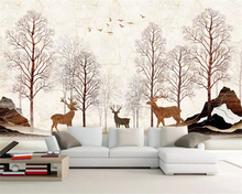 3D photo wallpaper Marbled Elk Forest mural bedroom living room sofa TV background wall Custom 3d wallpaper mural 2024 - buy cheap