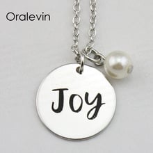 New Fashion Trendy JOY Inspirational Hand Stamped Engraved Custom Pendant Female Chain Necklace Gift Jewelry,10Pcs/Lot, #LN1788 2024 - buy cheap