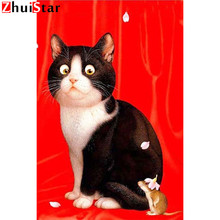 Pintura quadrada completa de diamante animal gato 5d diamante bordado mosaico completo imitação de diamante artesanato pintura de diamante zwq 2024 - compre barato