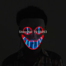 Máscara de horror com som el, máscara de horror que brilha no fio el, máscara de dia das bruxas, brilhante, led de iluminação brilhante para decoração de festa