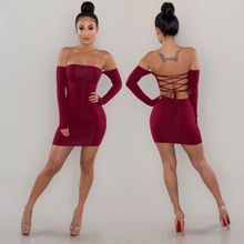 spring new women's dress tube top sexy long-sleeved dress dew backpack hip dress 2024 - buy cheap