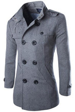 Top quality Woolen Coat Men British Style Double Breasted Long Windbreaker Jacket Autumn Winter New Wool Coat Men Grey Black 4XL 2024 - buy cheap