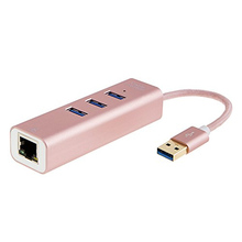 3-Port USB 3.0 Data Hub with Ethernet Port, Supporting 10/100/1000 Mbps USB to RJ45 Gigabit Aluminum Case, Rose Gold 2024 - buy cheap