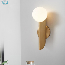 Luminária de parede branca com bola de vidro, estilo nórdico, minimalista, moderna, led, decorativa, espelho de cabeceira, corredor e corredor 2024 - compre barato